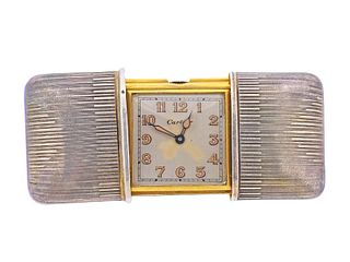 Cartier Movado Vintage Sterling Silver Travel Clock 