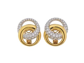 Verdura 18k Gold Platinum Diamond Earrings 