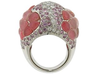 Porrati Pink Sapphire Gemstone Diamond Dome Ring
