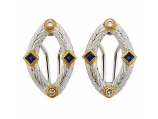 Buccellati Sapphire Diamond Gold Earrings