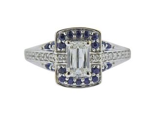 Ashoka 0.87ctw Diamond Sapphire 18k Gold Engagement Ring