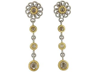 Buccellati Diamond Gold Flower Drop Earrings