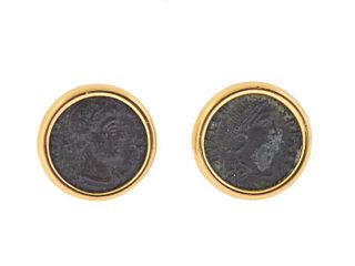 Bvlgari Bulgari Monete 18k Gold Ancient Coin Earrings 