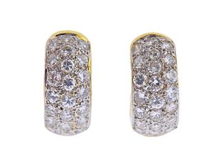 18k Gold 2.20cts Diamond Huggie Earrings 