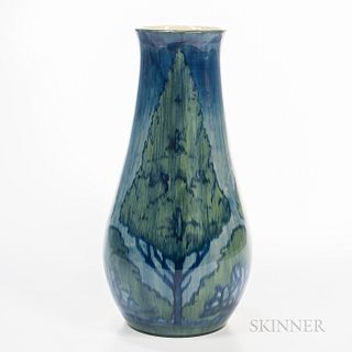 Olive Webster Dodd (1879-1942) for Newcomb Pottery Vase, New Orleans, Louisiana, c. 1900, rare early high-glaze vase with alternating t