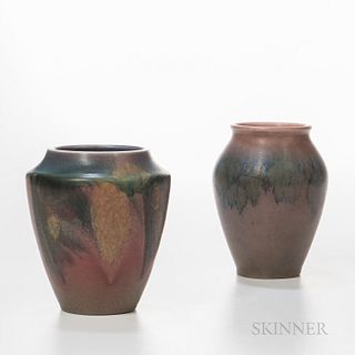 Two Rookwood Pottery Vases, Cincinnati, Ohio, 1927, by Elizabeth Lincoln and Katherine Jones, glazed earthenware, impressed signature,