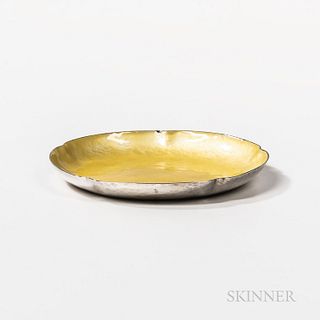 Gertrude S. Twichell (1889-after 1952) Enameled Floriform Silver Dish, Boston, Massachusetts, c. 1925, enameled in yellow, stamped mark