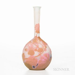 Gallé French Cameo Glass Vase, France, c. 1900, marked "Gallé" on the side, ht. 6 3/4 in.Note: Émile Gallé was a French artist and desi