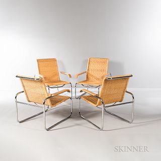 Four Marcel Breuer (Hungarian/American, 1902-1981) for Thonet B-35 Lounge Chairs, United States, mid to late 20th century, designed 192