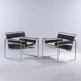 Two Marcel Breuer (Hungarian/American, 1902-1981) by Stendig Wassily Chairs, Italy, mid to late 20th century, designed 1925-26 while he