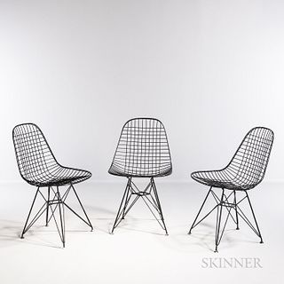 Three Ray (1912-1988) and Charles Eames (1907-1978) for Herman Miller DKR Eiffel Base Side Chairs, Zeeland, Michigan, c. 1960, Dining (