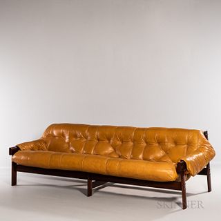 Percival Lafer (Brazilian, b. 1936) Sofa, Brazil, c. 1965, leather and rosewood, with Brazil, c. 1965, leather and rosewood, with maker