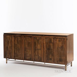 Johnson Furniture Company for John Stuart Chest of Drawers, United States, c. 1975, walnut, four doors , two bi-folds and two singles,