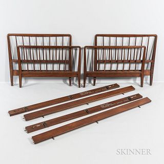 Two Edward Wormley (1907-1995) for Dunbar Twin Beds, Berne, Indiana, c. 1955, mahogany, with maker's metal label, ht. 36 1/2, 30, wd. 4