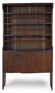 Pennsylvania walnut wall cupboard, ca. 1800, wi