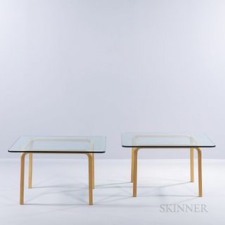 Two Alvar Aalto (Finnish, 1898-1976) for Artek Model Y805 Cocktail Tables, Finland, mid to late 20th century, designed c. 1948, square