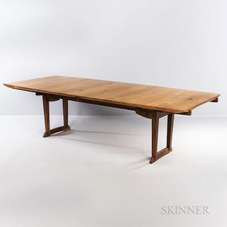 Jonah Zuckerman for City Joinery Bridal Dining Table, Brooklyn, New York, c. 1985, tiger maple and black walnut, ht. 29 1/2, wd. 110, d