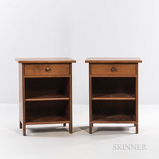 Two Walker Weed Nightstands, Gifford, New Hampshire, 1957, unmarked, ht. 25, wd. 19, dp. 15 in.Note: Copies of original correspondence,