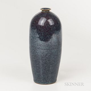 Brother Thomas Bezanson (1929-2007) Copper Glaze Vase, Weston, Vermont, mid to late 20th century, glazed porcelain, incised to undersid