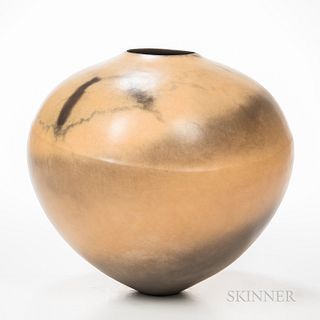 Gabriele Koch (German, b. 1948) Studio Pottery Vessel, England, late 20th century, white clay with iron oxide and stain, hand-built, bu