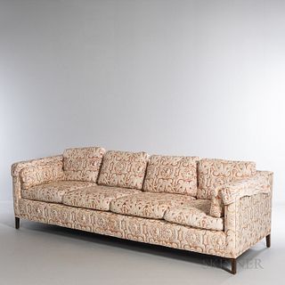 Fortuny Peruviano Upholstered Sofa, United States, c. 1965, sofa unmarked, ht. 27, wd. 96, dp. 34 in.