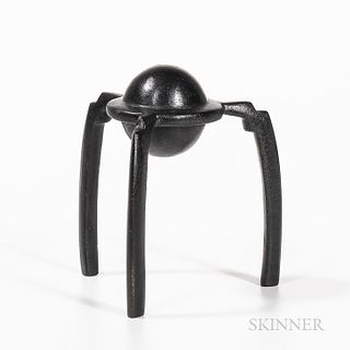 Robert Schelling (American, 20th Century) Bronze Abstract Sculpture, sphere suspended in a ring with three legs, stamped mark "Schellin