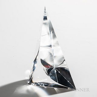 Christopher Ries (b. 1952) Sail Crystal Sculpture, Pennsylvania, 2001, cut, ground, and polished optical crystal, signed and dated with