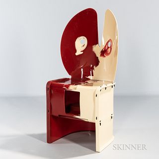Gaetano Pesce for Zerodesigno "Nobody's Perfect" Chair, Italy, 2002, red and cream polyurethane resin, original finish, signed "10/02 C