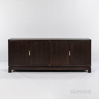 "BA-LI" Sideboard from Interieurs, New York, late 20th century, varnished oak in palissandre finish exterior, nickel handles and hardwa