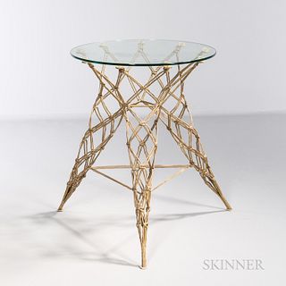 Marcel Wanders for Droog Designs Knotted Table, Italy, c. 1990, manufactured by Cappellini, epoxied rope and glass, unmarked, ht. 27 1/