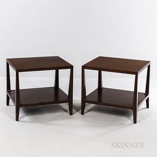 Two Mitchell Gold and Bob Williams End Tables, Indonesia, early 21st century, with maker's label, ht. 22, wd. 25, dp. 22 in.