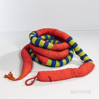 Jean Stamsta (1936-2013) Serpent, Monches, Wisconsin, 1971, wool, lg. 42 ft.Note: Stamsta pioneered the art of tubular weaving. She cre