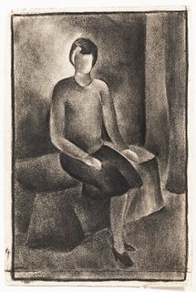 Evelyn Burdett (American, 20th Century) Seated Female. Signed and dated "Evelyn Burdett 1938" l.r. Charcoal on paper, 18 1/2 x 12 1/2 i