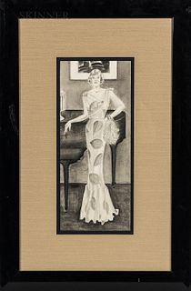 Frances Davis (American, 20th Century) Portrait of Mrs. Walter Paepcke. Signed "FRANCES DAVIS" c.r. Pencil and charcoal on paper, sight