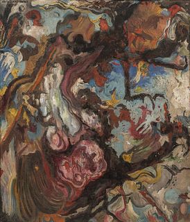 Otto Rothenburgh (American, 1893-1992) Abstract. Signed and dated indistinctly "OTTO ROTHENBURGH/19..." u.l. Oil on canvas, 41 x 34 in.