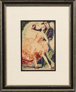 American School, 20th Century Flamenco Dancers. Signed and dated "Edith Livingston '29" l.r. Watercolor and pencil on paper, sight size