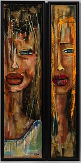 Nicole Mathieu, "Niko" (Canadian, b. 1958) Two Framed Paintings: Vision d'automne and Divine Sweet Love. Both signed "Niko" l.l. and l.