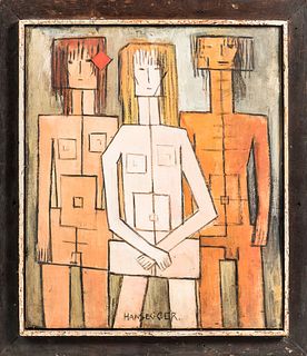 John Hansegger (Swiss/American, 1908-1989) Komposition with Three Figures - Father, Mother, Daughter. Signed "HANSEGGER" l.c., signed,