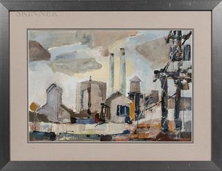 William Arthur Lewis (American, 1918-2020) Chevy Plant. Signed "W. Lewis" l.c., titled, identified, and dated ".../...1977" on an unatt