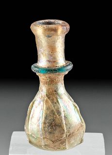 Miniature Roman Glass Bottle w/ Rainbow Iridescence