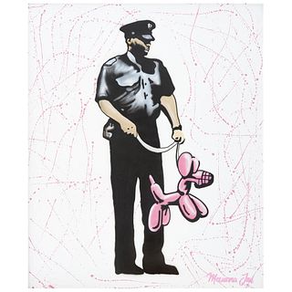 MEXICANA JAIL, Pink police dog, Firmado, Mexicana Jail por el autor, Acrílico sobre MDF, 120 x 100 cm, Con certificado