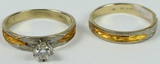 LOVELY 14KT GOLD & DIAMOND WEDDING SET