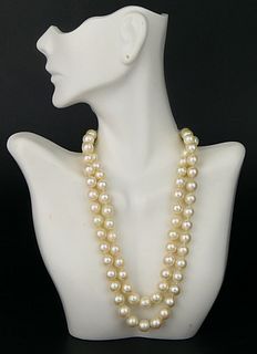FABULOUS STRAND OF NATURAL PEARLS 14KT CLASP