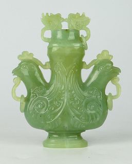 CHINES JADE COVERED INCENSE IN A ROOSTER FORM