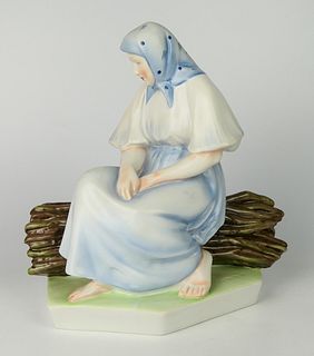 ZSOLNAY HAND PAINTED PORCELAIN FIGURE LADY SITTING