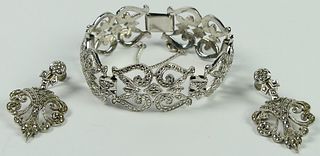 VINTAGE STERLING & MARCASITE JEWELRY SUITE