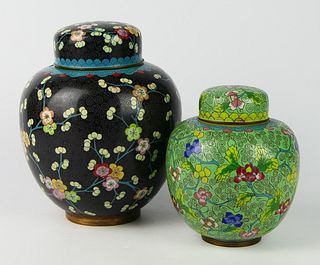 2 VINTAGE CHINESE CLOSSIONE GINGER JARS