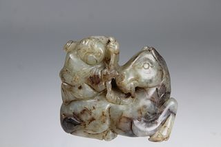Chinese Carved Figure on Animal