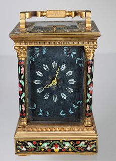 French Bronze/Champleve Carriage Clock