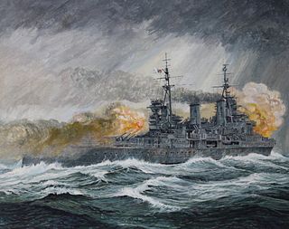 Brian Sanders (B. 1937) "Battle of Barents Sea"